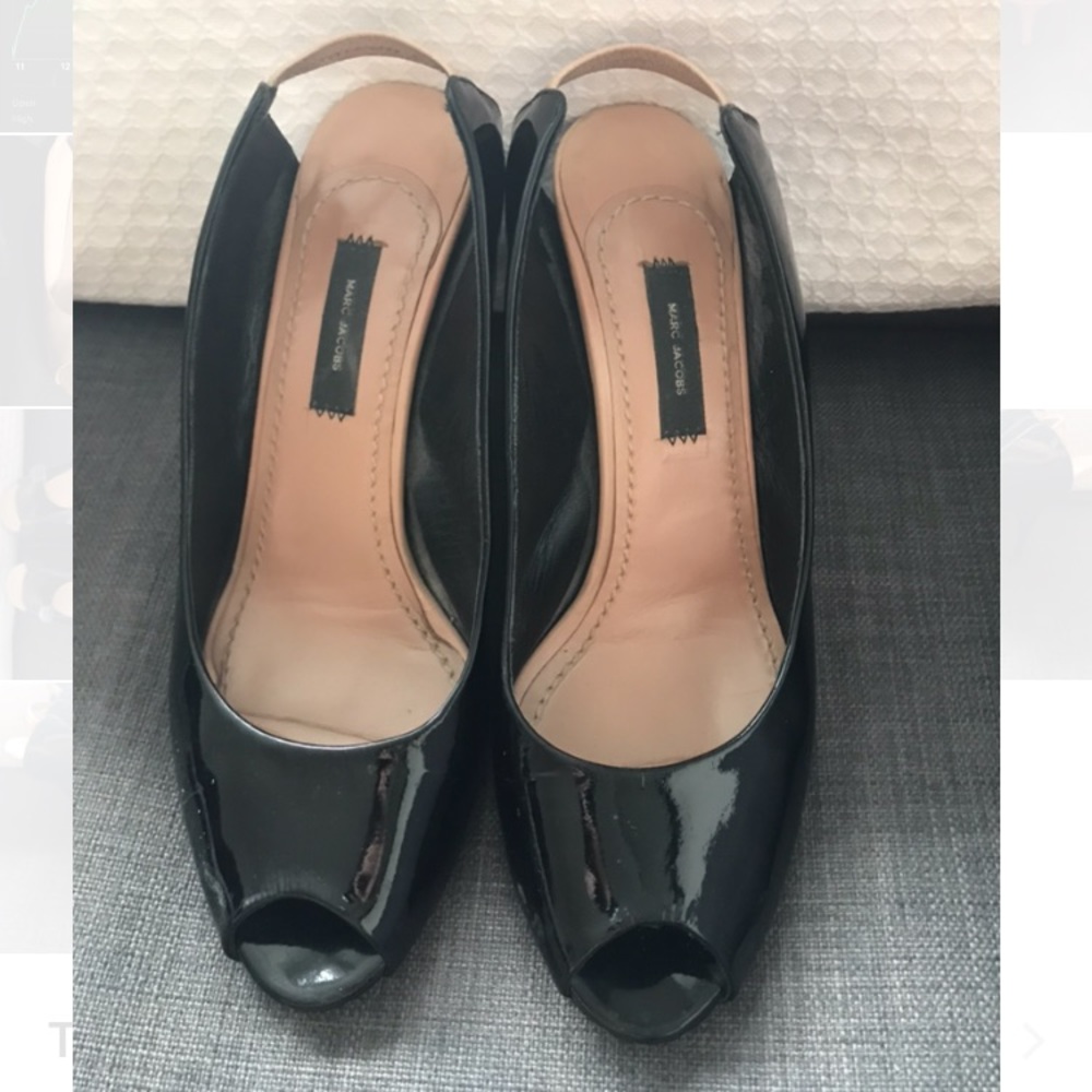 Marc Jacobs patent leather peep toe pumps